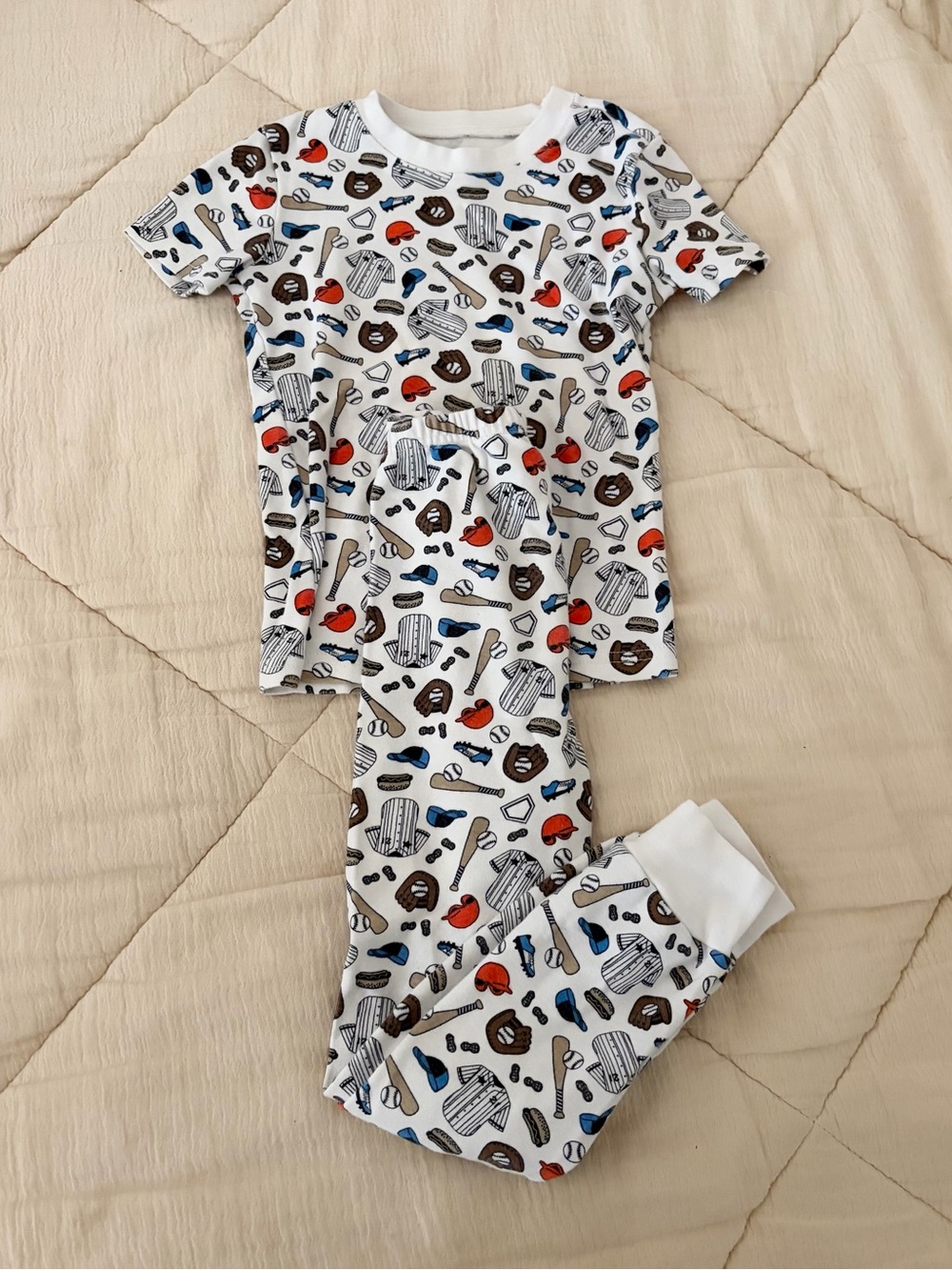 Janie and Jack Baseball Print Pajama Set - Short Sleeve Top & Pants